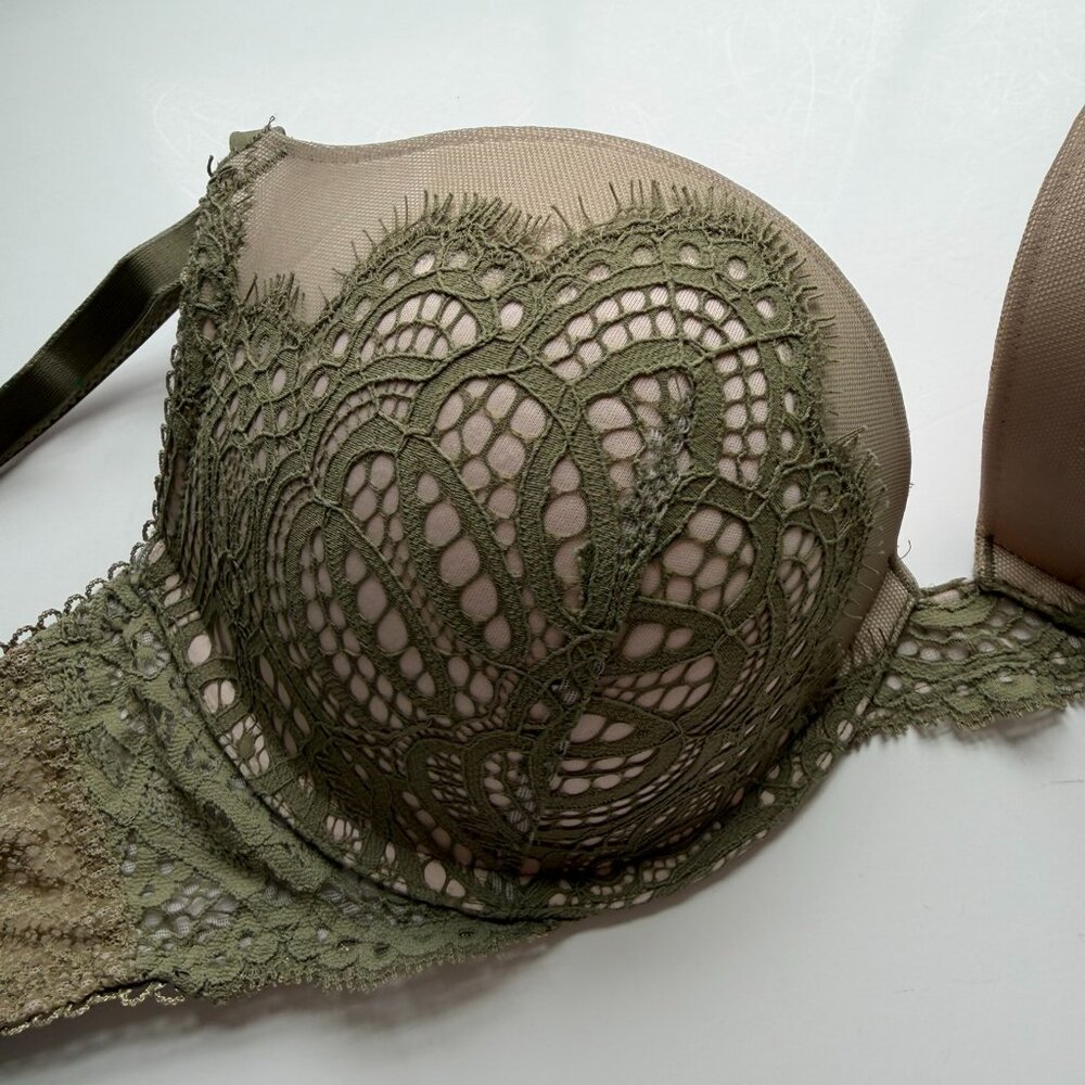 Victoria's Secret 32DD Dream angels Push-Up Bra Green Lace over Cream - Picture 5 of 8